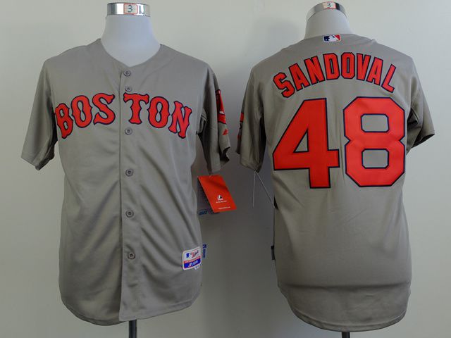 Men Boston Red Sox 48 Sandoval Grey MLB Jerseys